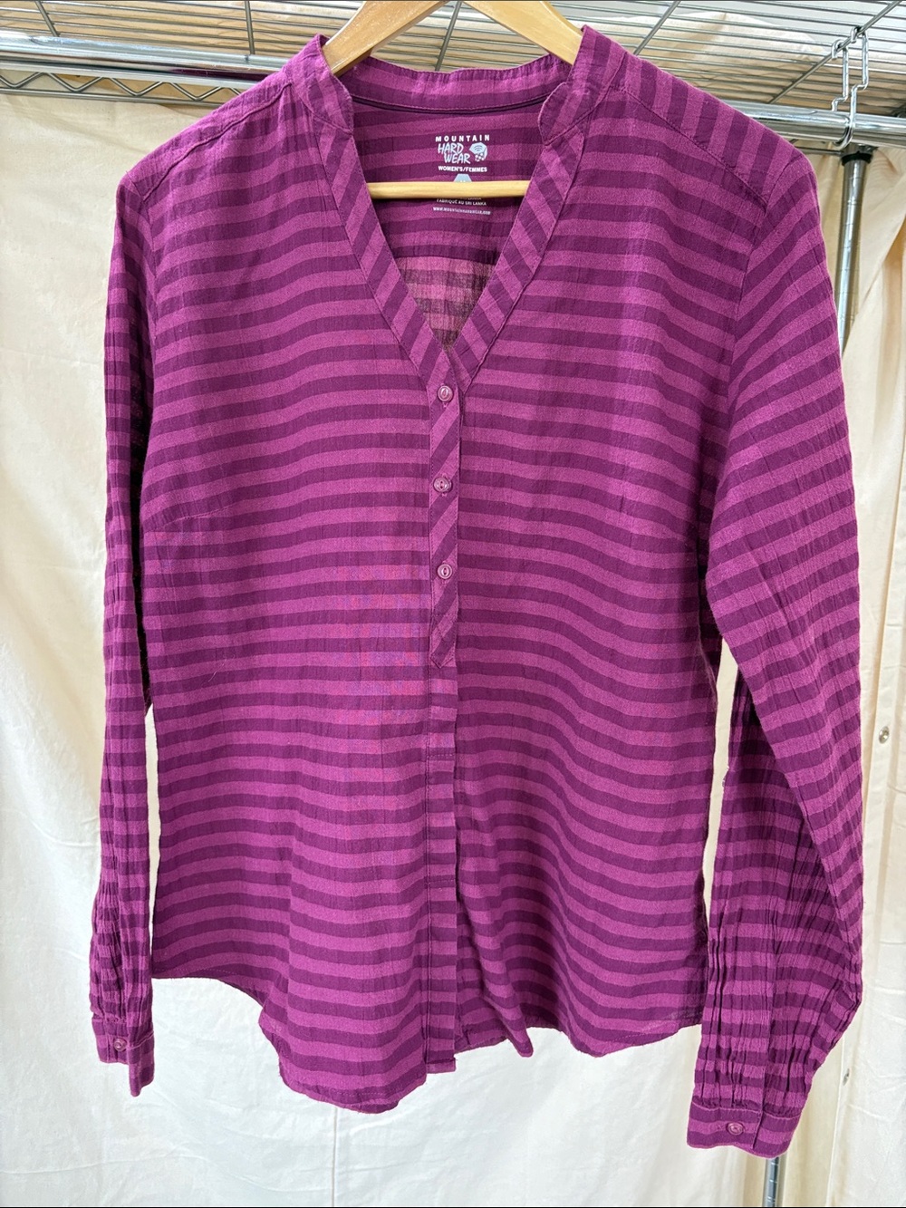 Mountain Hardwear Women's Magenta Striped Button-Front Shirt